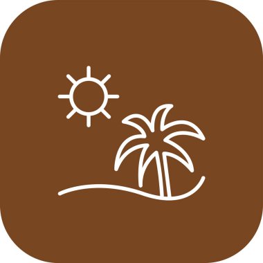 Palmiye ağacı simgesi ile güneşin vektör illüstrasyonu