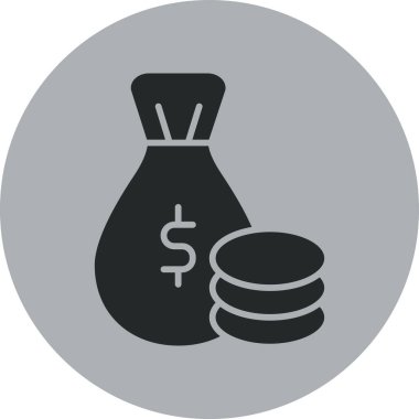 Madeni para vektör simgesi. stil düz yuvarlak semboldür, gri ve gri renkler.