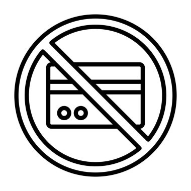 Alışveriş çizgisi ikon vektörü yok. Alışveriş tabelası yok. izole edilmiş çizgi simgesi siyah illüstrasyon