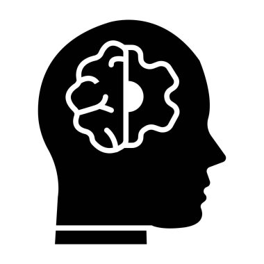 Kafa silueti ikonlu beyin. Beyin, beyin, düşünce, akıl kavramı.