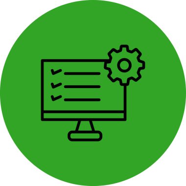 Dişlilerle dizüstü bilgisayarın vektör simgesi