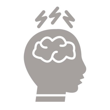 Beyaz arkaplanda izole edilmiş beyin fırtınası düz simgesi, vektör illüstrasyonu