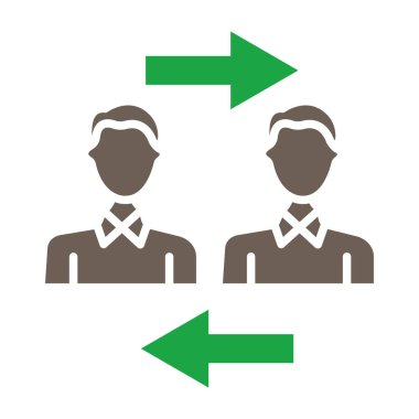 Müşteri destek ikonu. vektör biçimi iki renkli düz simge, yeşil ve gri renkler, beyaz arkaplan,