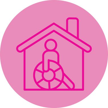 Elinde top olan bir evdeki adamın vektör çizimi