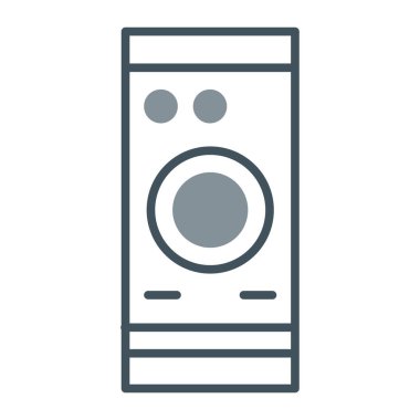 Beyaz arkaplanda izole edilmiş modaya uygun arka planda mikrodalga simgesi