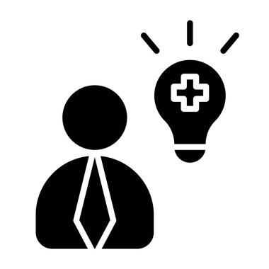 Ampul simgesi olan bir kişinin vektör çizimi