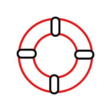 Çemberin kırmızı ve beyaz ikonunun vektör çizimi