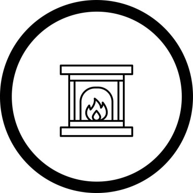 Şömine simgesinin vektör illüstrasyonu