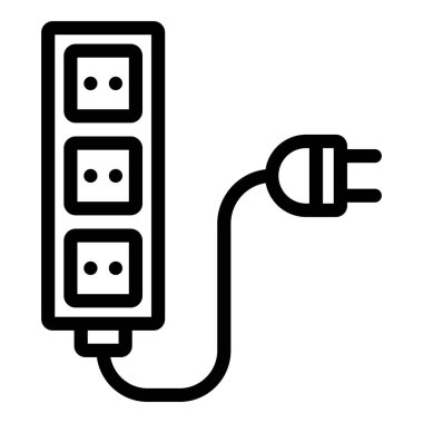 Elektrik prizi simgesi. Beyaz arkaplanda izole edilmiş web tasarımı için Elektrik eklentisi vektör simgesi