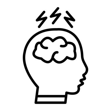 Ampul vektör çizgisi simgesi desenli beyin