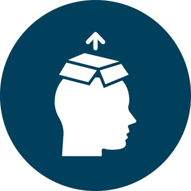 Beyin vektör simgesi. iki renkli düz yuvarlak sembol, mavi ve gri renkler, beyaz ve koyu renkler.