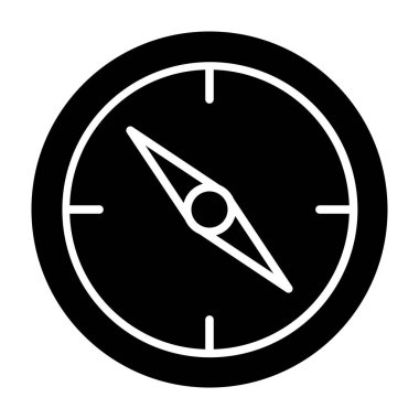 pusula düz siyah simgesi, vektör illüstrasyonu