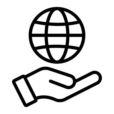 Dünya küresiyle el, vektör çizimi tasarımı