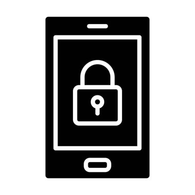 Asma kilit ikonlu cep telefonu. vektör illüstrasyonu