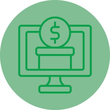 Dolar işareti simgesi olan dizüstü bilgisayar, vektör illüstrasyonu