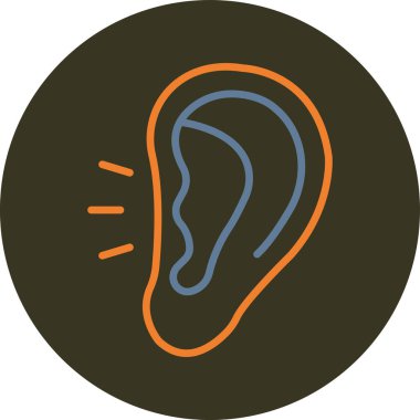 Çember simgesi olan bir insan kulağının vektör çizimi