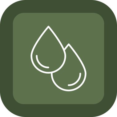 Su damlası vektör simgesi. resim biçimi yuvarlak kare tuşlu, açık yeşil ve gri renkli düz simge simgesidir..