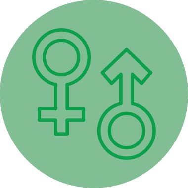 Cinsiyet eşitliği ikonu. Çizgi cinsiyet eşitliği vektör simgesi rengi düz izole