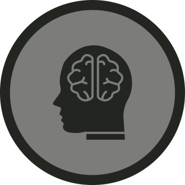 Beyin simgesi yuvarlak basit vektör simgesi