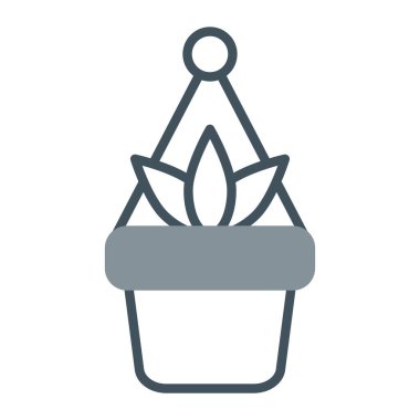 Kaktüs saksısı bitkisel çizgi simgesi