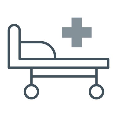 Hastane vektörü ince çizgi simgesi, doğrusal işaret, beyaz izole resimdeki sembol