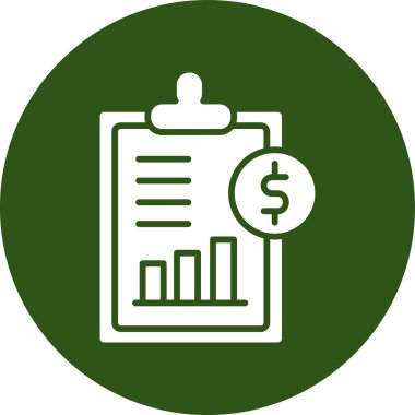 Mali Rapor vektör simgesi. Stil iki renkli düz sembol, eko yeşil ve gri renkler, yuvarlak açıları, beyaz arka plan.