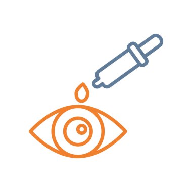 Şırınga gibi ince çizgili göz. Göz ve göz bakım sembolü, beyaz arka planda resim. tıbbi işaret