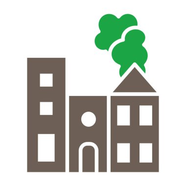 Fabrika inşa simgesi, vektör illüstrasyonu, tasarım