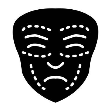 Yüz maskesi simgesi. Yüz maskesi işareti. İzole sembol. Negatif. vektör illüstrasyonu