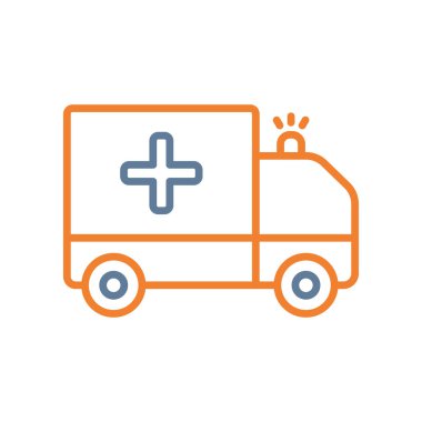 Web ve mobil uygulaması tasarımı, ambulans logo kavramı için beyaz arka plan üzerinde izole ambulans simge vektör