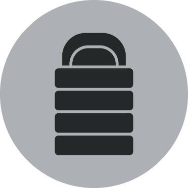 Uyku tulumu seyahat simgesi, vektör illüstrasyonu