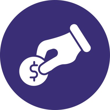 Dolar işareti simgesi olan bir el. vektör illüstrasyonu