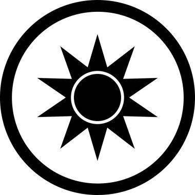 Güneş düz simgesi, vektör illüstrasyonu