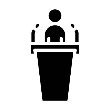 Konferans vektör simgesi. Düz vektör sembolü. konferans yapılacak