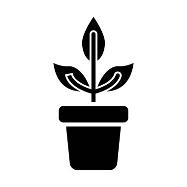 çiçek saksısı simgesi, vektör illüstrasyonu