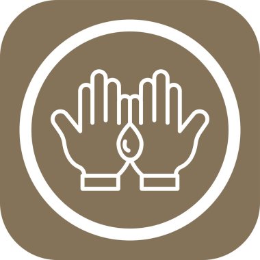 Bir çember simgesinde bir çiçeği tutan el.