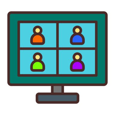 Sosyal medya vektör illüstrasyon tasarımı ile bilgisayar monitörü