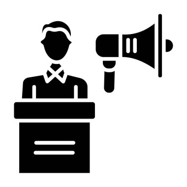 Megafon simgesi olan hoparlör, basit vektör illüstrasyonu