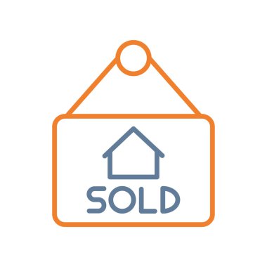 Beyaz arkaplanda izole edilmiş vektör simgesi satıldı, satıldı