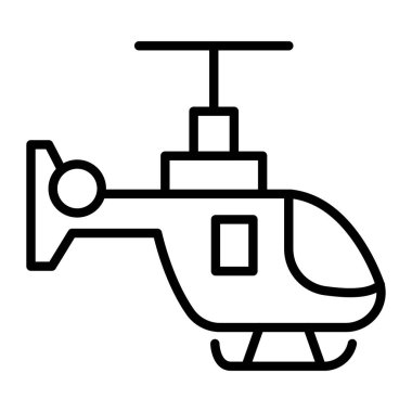 Beyaz arkaplanda helikopter simgesi, ana hatlı biçim tasarım vektör çizimi