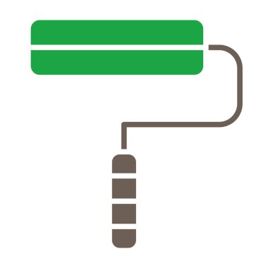 Patenli fırça ikonu. Vektör biçimi düz ikonik semboldür. yuvarlak açılar, yeşil renk, beyaz arkaplan.