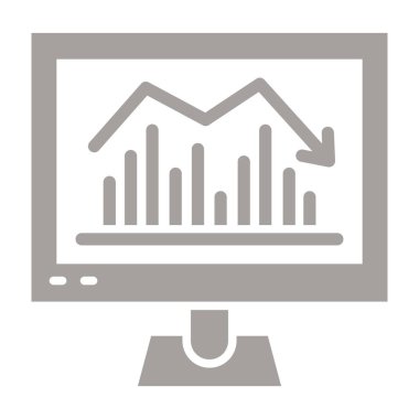 Grafikler ve istatistik satırı biçimi simgesi, vektör illüstrasyonlu izleme