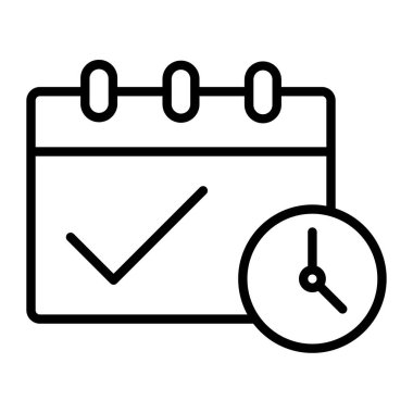 Şeffaf bir arkaplanda zaman vektör çizimi. Birinci kalite semboller. Konsept ve grafik tasarım için ince çizgi simgesi.