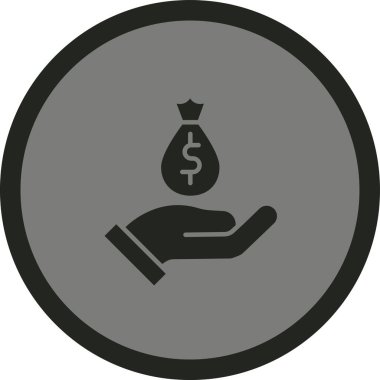 Bozuk para vektörü yuvarlanmış simgesi