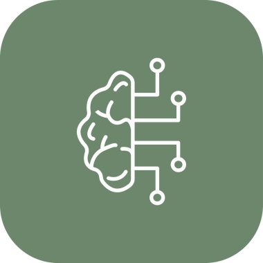 Devre simgesine sahip insan beyni, ana hatlı vektör çizimi