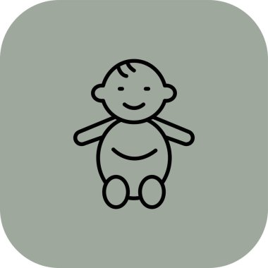 bebek oyuncak silueti, vektör çizimi, düz tasarım simgesi