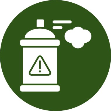 Sprey şişe ikonu. vektör biçimi iki renkli düz simge, yeşil ve gri renkler, beyaz arkaplan.