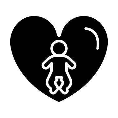 Hamile erkek ikonu olan insan kalbi. Basit bebek bakımı ve çocuklu bebek tasarımı. vektör izole