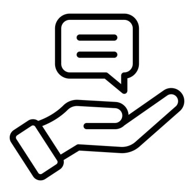 Konuşma baloncuğu çizgisi vektör illüstrasyonu ile konuşma balonu eli