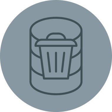 Çöp kutusu çizgisi ve simgesi, geri dönüşüm ve çöp kutusu işareti, vektör illüstrasyonu, vektör grafikleri, beyaz arkaplan üzerindeki doğrusal desen.